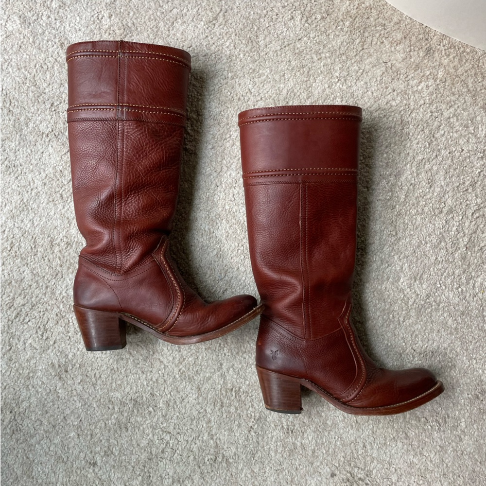 Brown Leather Knee-High Boots